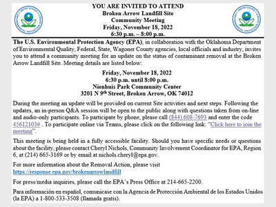 Broken Arrow Landfill Site - EPA Community Meeting